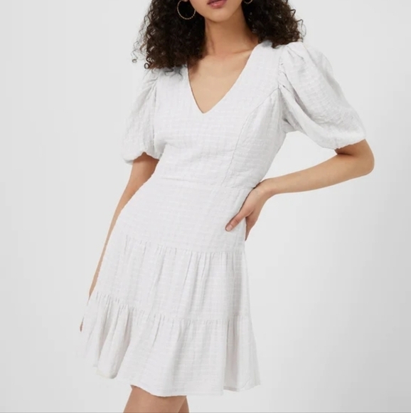 NWT French Connection Womens Birch Gingham Tiered Mini Dress sz 10 - Picture 1 of 12